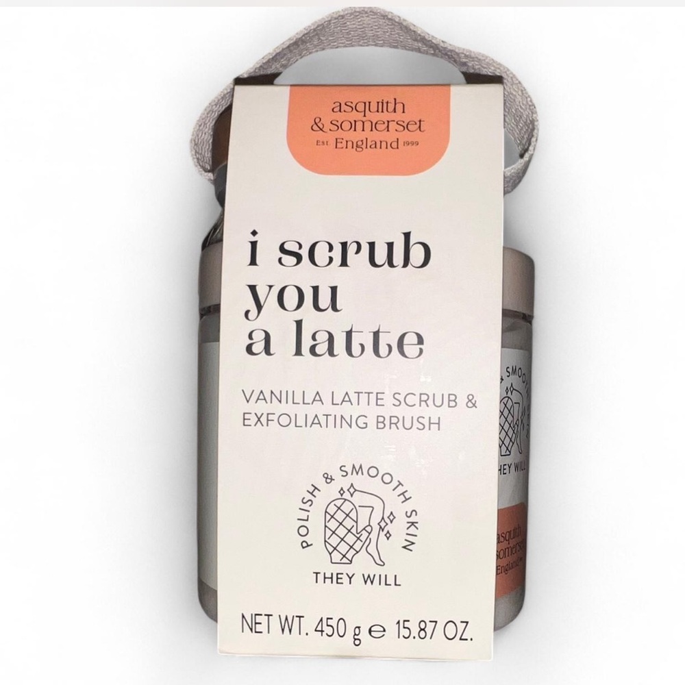 Asquith & Somerset “I Scrub You a Latte” Vanilla Latte Scrub & Exfoliating Brush - Picture 2 of 5